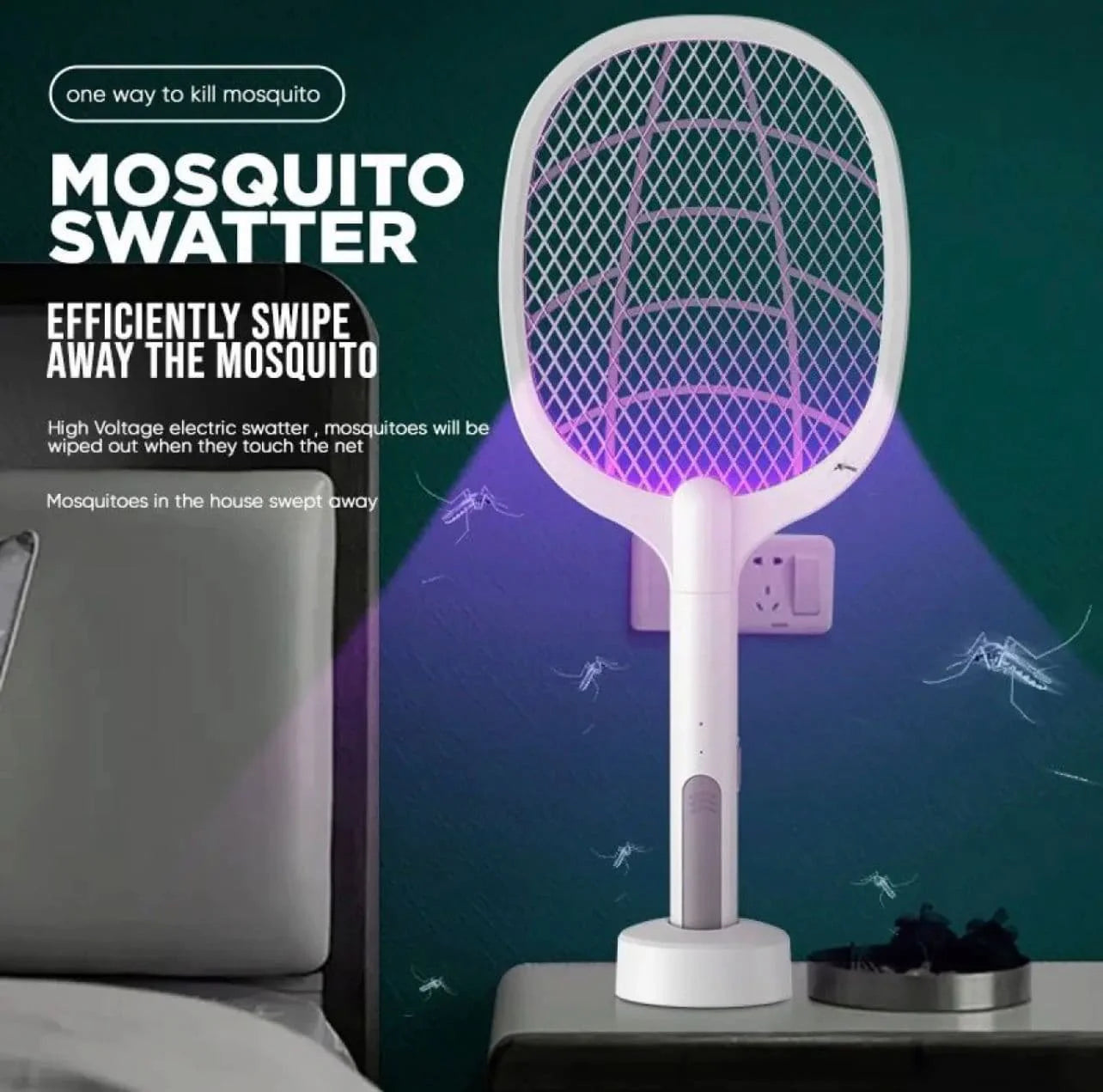 USB Rechargeable Mosquito Racket with Stand