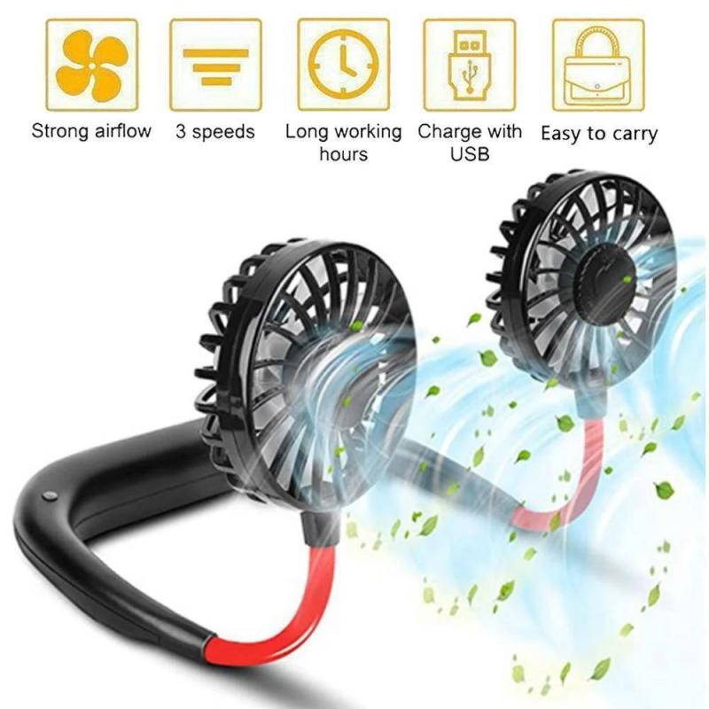 Rechargeable Hands-Free Neck Fan 3-Speed Wearable Sports Fan